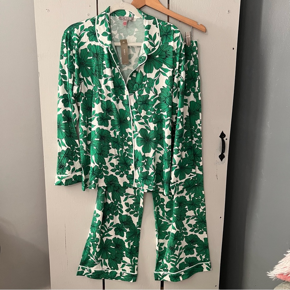 J. Crew Eco dreamiest long-sleeve pajama set in greenhouse floral print Medium - Picture 3 of 15